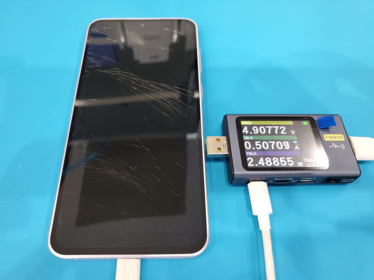 Galaxy A36 SC-54F 落下による液晶破損で画面が映らない状態